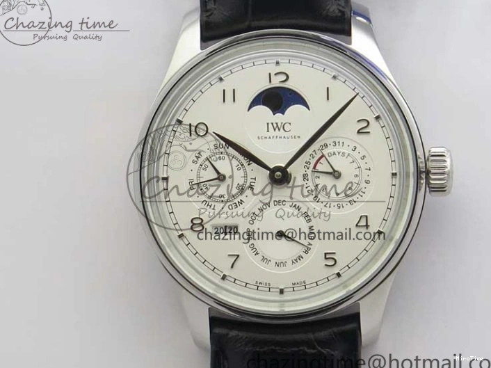 MIROTIME 0314 Portugieser Perpetual Calendar IW503301 V9F 1:1 Best Edition Silver Dial on Black Leather Strap A EyeCatching 7116